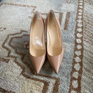 Christian Louboutin Pigalle Follies 85mm Patent Red Sole Pumps - Nude Color